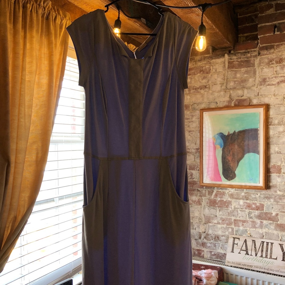 eshakti Sky Blue Paneled Knit Midi Dress